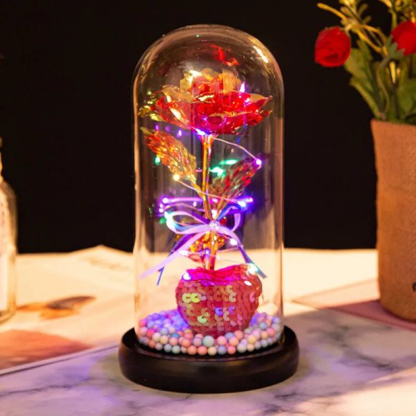 Red LED Rose in Glass Dome – Romantic Gift for Her
