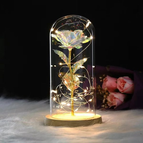 Red LED Rose in Glass Dome – Romantic Gift for Her