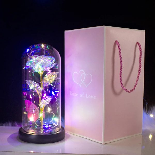 Red LED Rose in Glass Dome – Romantic Gift for Her