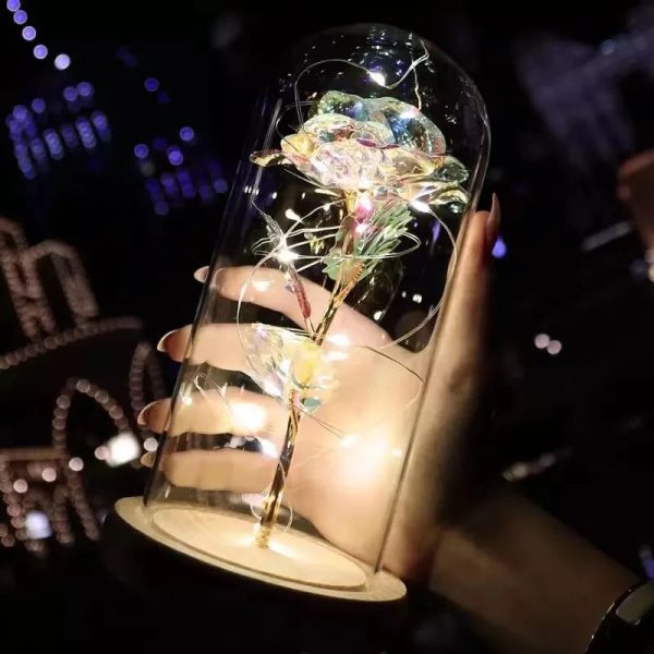 Red LED Rose in Glass Dome – Romantic Gift for Her