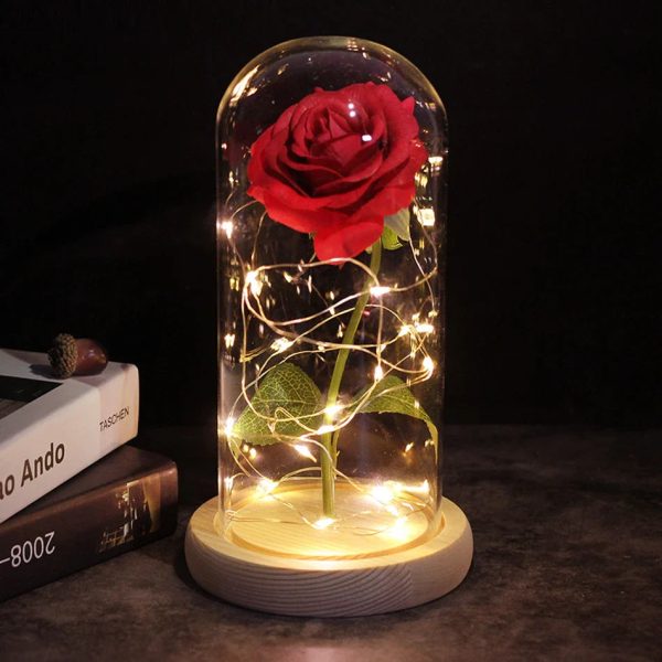 Red LED Rose in Glass Dome – Romantic Gift for Her