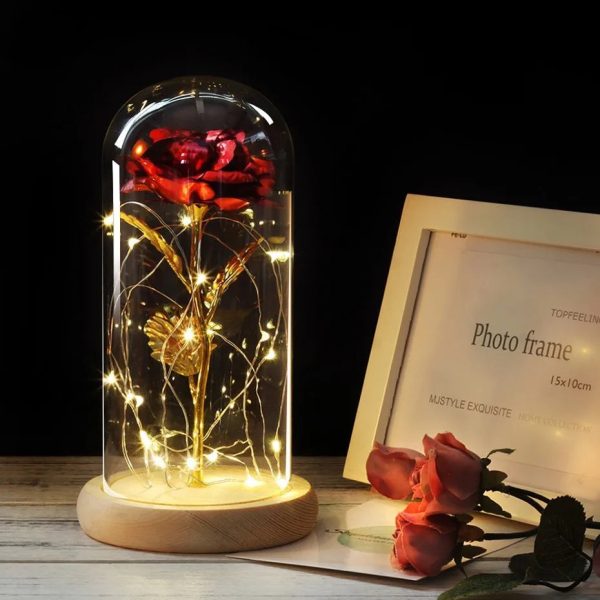 Red LED Rose in Glass Dome – Romantic Gift for Her