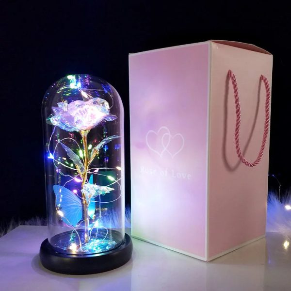 Red LED Rose in Glass Dome – Romantic Gift for Her