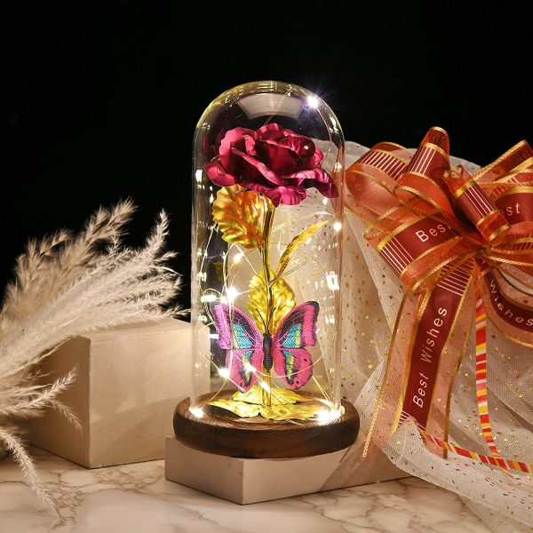 Red LED Rose in Glass Dome – Romantic Gift for Her