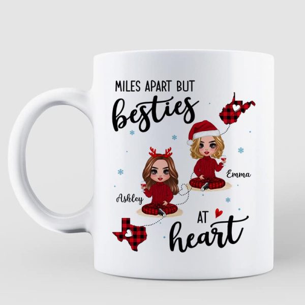 Red Plaid Long Distance Doll Besties Personalized Mug Red Plaid Long Distance Doll Besties Personalized Mug