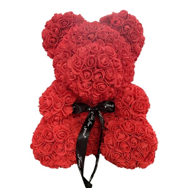 Red Rose Teddy Bear 40cm Artificial Rose Flower Gift