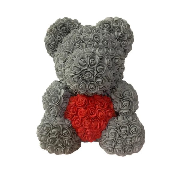 Red Rose Teddy Bear 40cm Artificial Rose Flower Gift