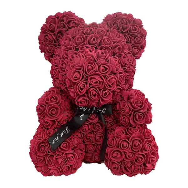 Red Rose Teddy Bear 40cm Artificial Rose Flower Gift