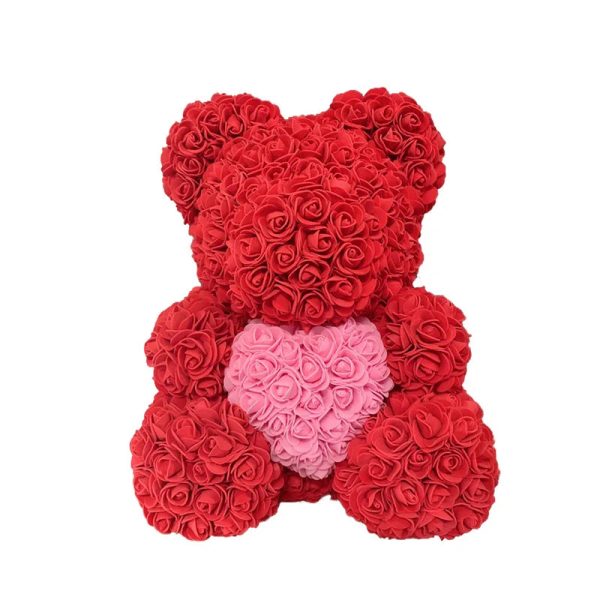 Red Rose Teddy Bear 40cm Artificial Rose Flower Gift