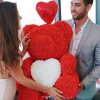 Red Rose Teddy Bear 40cm Artificial Rose Flower Gift