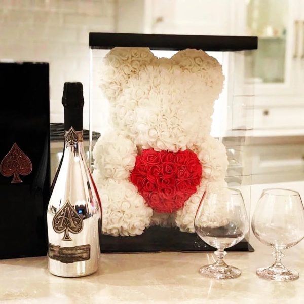 Red Rose Teddy Bear 40cm Artificial Rose Flower Gift