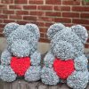 Red Rose Teddy Bear 40cm Artificial Rose Flower Gift