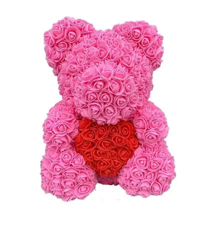 Red Rose Teddy Bear 40cm Artificial Rose Flower Gift