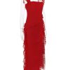 Red Ruffle Split Maxi Dress