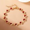 Red Zircon Heart Chain Bracelet