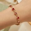 Red Zircon Heart Chain Bracelet