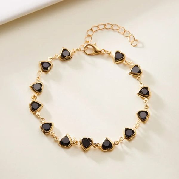 Red Zircon Heart Chain Bracelet