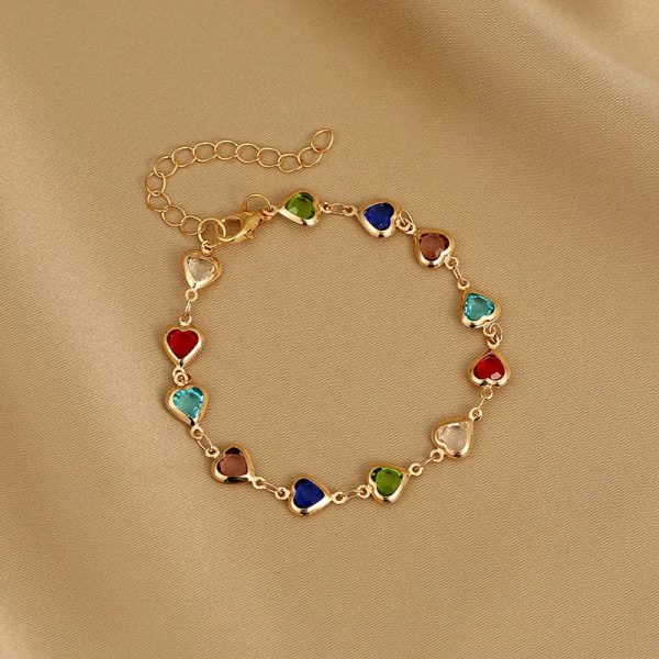 Red Zircon Heart Chain Bracelet
