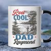 Reel Cool Dad Fishing Personalized Mug, Funny Vintage Fisherman Fatherhood Gift with Custom Name