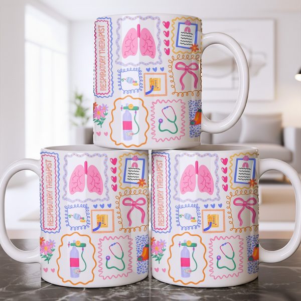 Respiratory Therapist With Lungs And Medical Tools - Personalized Custom Coffee Mug - DOC087_MG