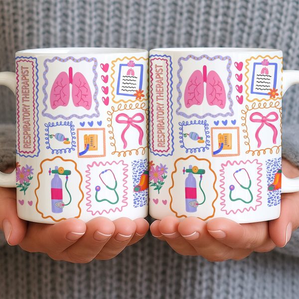 Respiratory Therapist With Lungs And Medical Tools - Personalized Custom Coffee Mug - DOC087_MG