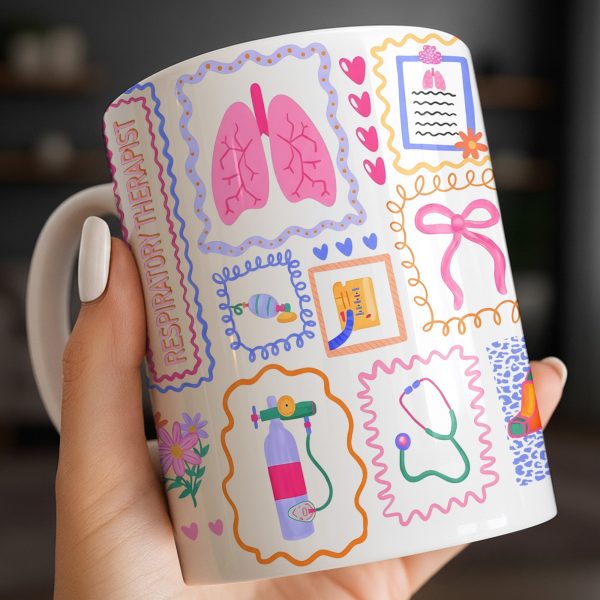 Respiratory Therapist With Lungs And Medical Tools - Personalized Custom Coffee Mug - DOC087_MG