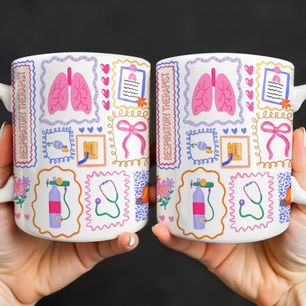 Respiratory Therapist With Lungs And Medical Tools - Personalized Custom Coffee Mug - DOC087_MG