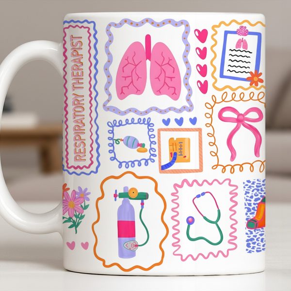Respiratory Therapist With Lungs And Medical Tools - Personalized Custom Coffee Mug - DOC087_MG