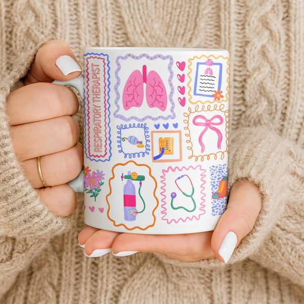 Respiratory Therapist With Lungs And Medical Tools - Personalized Custom Coffee Mug - DOC087_MG