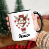 Retro Coquette Cupid Valentine Personalized Mug, Galentine Gift with Custom Name