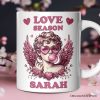 Retro Cupid Valentine Blowing Bubble Personalized Mug, Love Season Vintage Valentine's Day Gift