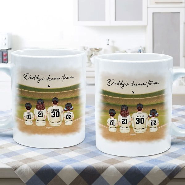 Retro Vintage Baseball Daddy's Dream Team Mug, Gift For Dad
