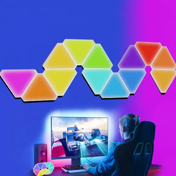 RGB Triangular Quantum Wall Lamp with Music Sync