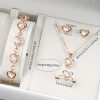 Rhinestone Heart Watch and Jewelry Set for Women