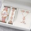Rhinestone Heart Watch and Jewelry Set for Women