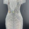Rhinestone Tassel Mesh Mini Dresses