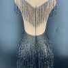 Rhinestone Tassel Mesh Mini Dresses