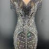 Rhinestone Tassel Mesh Mini Dresses