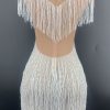 Rhinestone Tassel Mesh Mini Dresses
