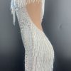 Rhinestone Tassel Mesh Mini Dresses