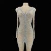 Rhinestones Chains Hollow Drip Dress