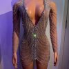 Rhinestones Chains Hollow Drip Dress