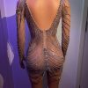 Rhinestones Chains Hollow Drip Dress