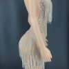 Rhinestones Crystals Tassel Backless Dress