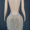 Rhinestones Crystals Tassel Backless Dress