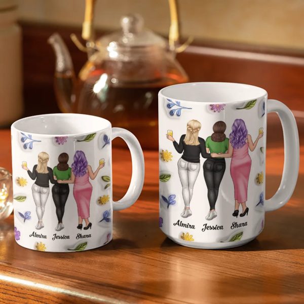 Right In The Kidney Besties Sisters - 3D Inflated Effect Printed Mug, Personalized White Edge-to-Edge Mug