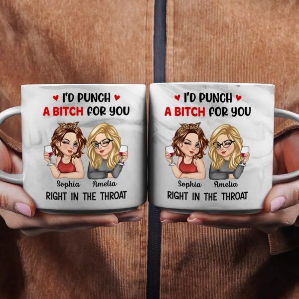 Right In The Throat Besties - Personalized Marble Mug