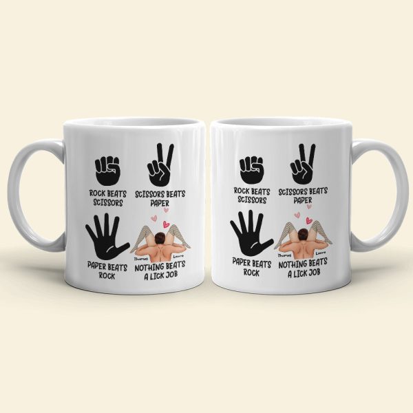 Rock Beats Scissors Personalized Mug, Funny Gift For Couple