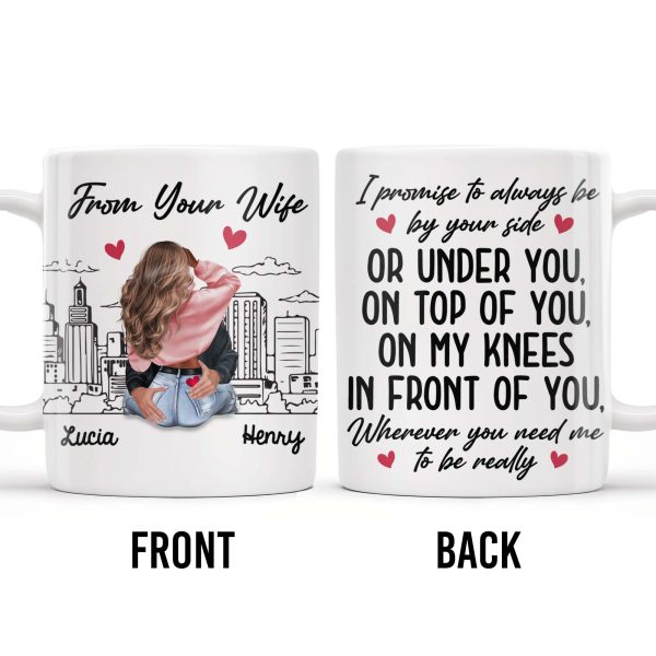 Romantic Commitment Message With Couple And Cityscape - Personalized Custom Coffee Mug - CPL293_MG