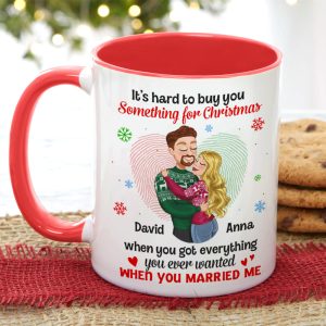 Romantic Couple, It's Hard To Buy You Something For Christmas, Personalized Mug, Couple Gifts, Gifts For Him, Gifts For Her, Unique Christmas Gifts, Christmas Home Decor